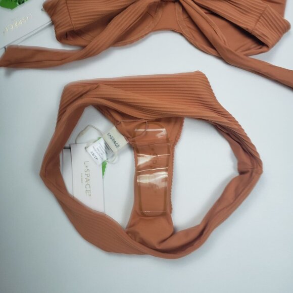 LSPACE Pointelle Rib Nikita Top & Sandy Bottom Classic Bikini Set Size XS Sienna - Picture 12 of 14